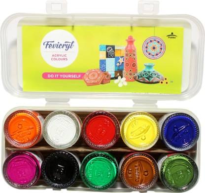 Fevicryl Acrylic Paint Set – 10 Shades | Art, Craft & DIY Colours