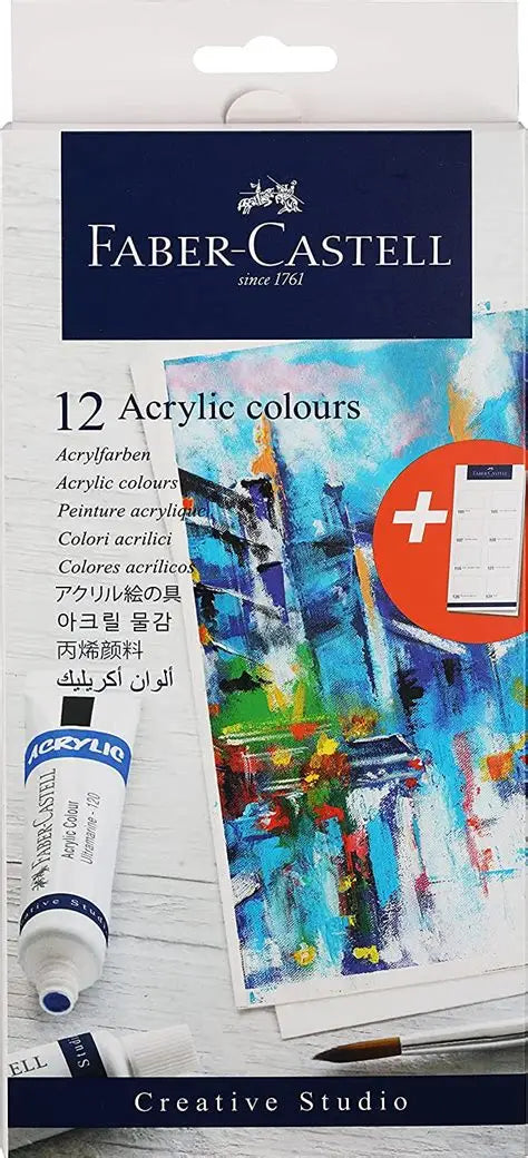 Faber castle acrylic colour tube 12 shades